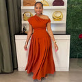 European and american women's clothing  autumn new collection: sweet and fresh one-shoulder high-waisted slimming a-line maxi dress