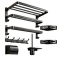 Towel rack punch-free space aluminum bathroom storage rack wall-mounted toilet foldablethickened bath towel rack suit