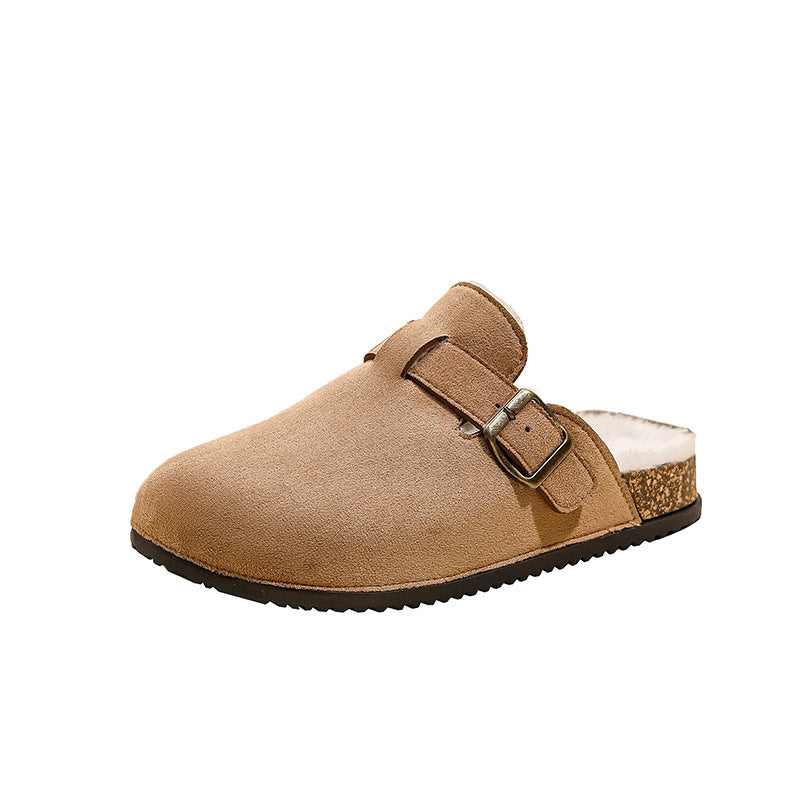 Maomao birkenstock shoes women's 2025 new arrivalfall and winter slip-on fleece-linedheattech birkenstock shoes lazy toe half mop cotton shoes