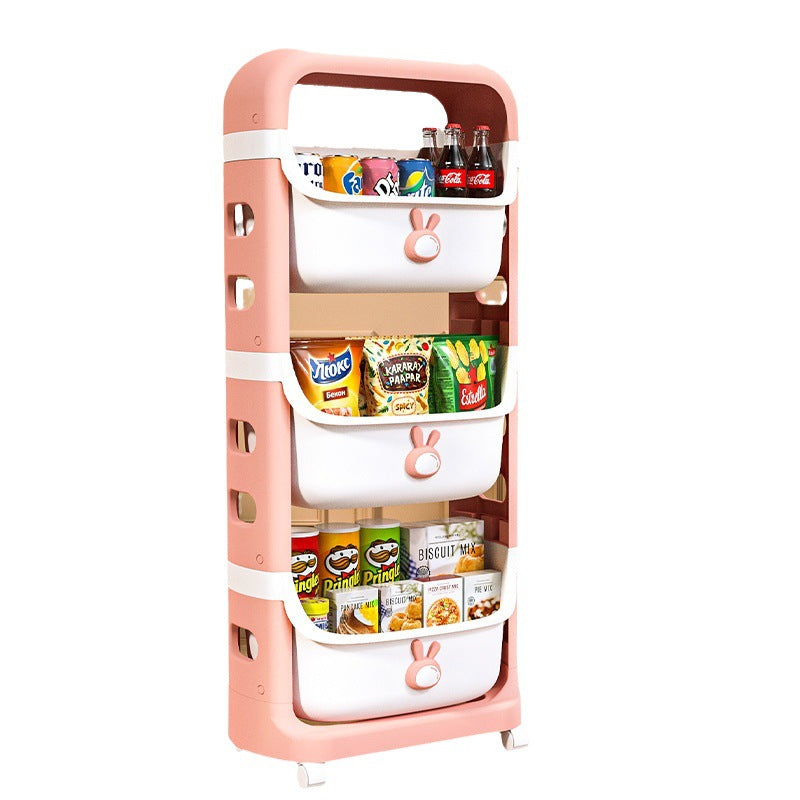 Toy storage rack - home cartoon snack cart - kids' bedroom & living room mobile multi-tier organizer