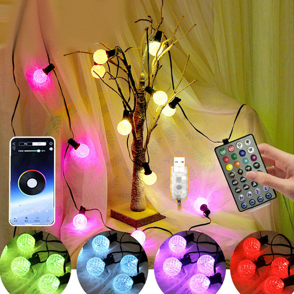 New led light string Bluetooth point control Symphony pineapple ball camping light Holiday decorative light with colorful lights Christmas string lights