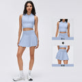 Polo collar sports tank top women's summer outdoor fitness yoga tennis skirt running training athletic skort set