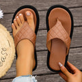 Amazon cross-border new large size thick sole slippers one-shaped slip-on plaidexportcasualsummer slippers