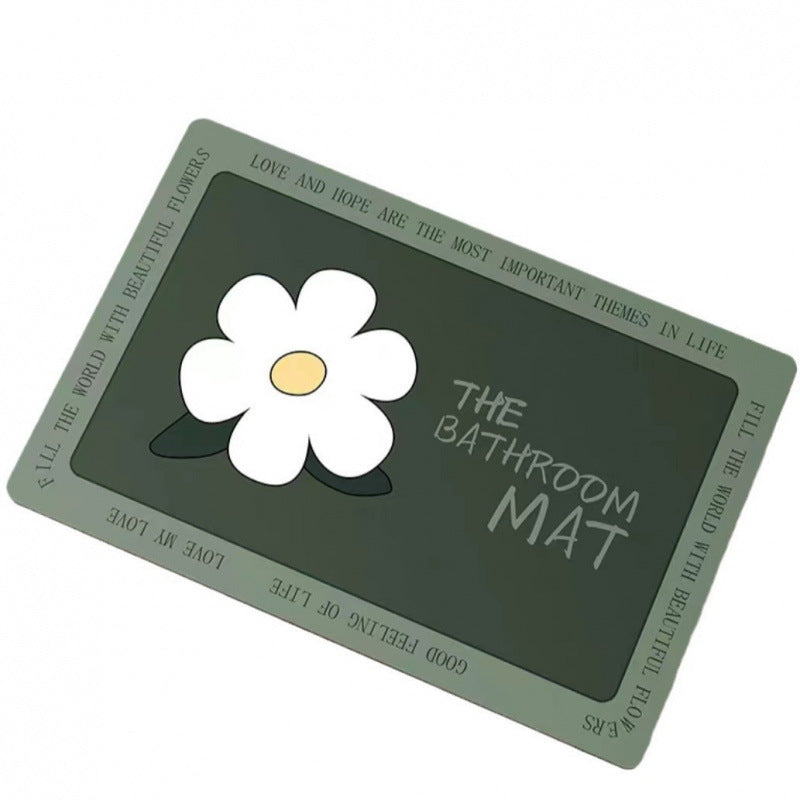 Daisy diatomaceous earth bath mat - absorbent, non-slip, quick-drying floor mat for home bathroom, toilet, and entryway