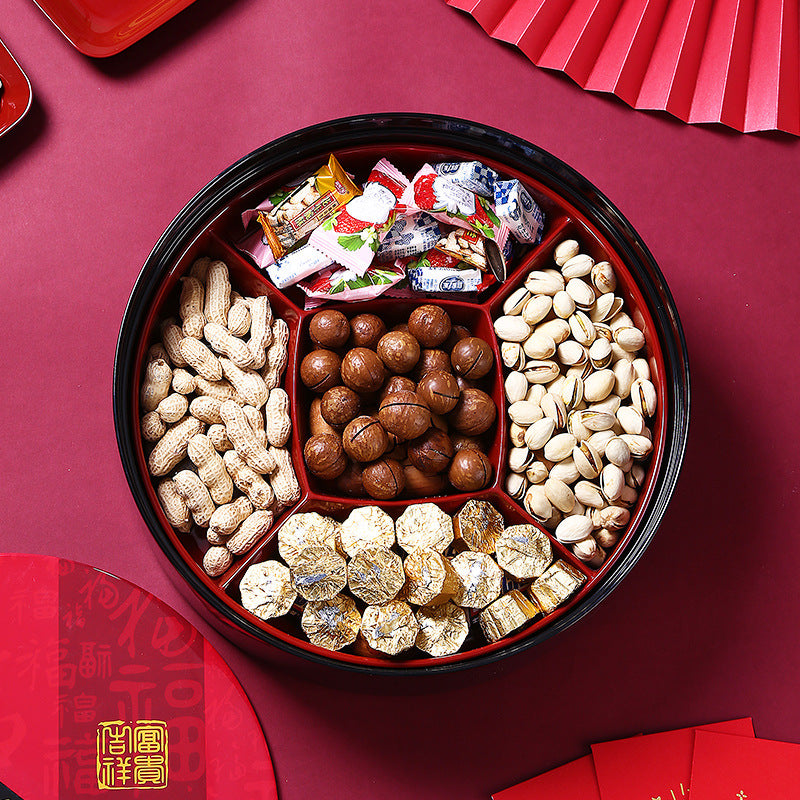 Rotating candy box, living room coffee table, nuts, melon seeds, snack tray, storage box, New Year's Eve home wedding dried fruit box