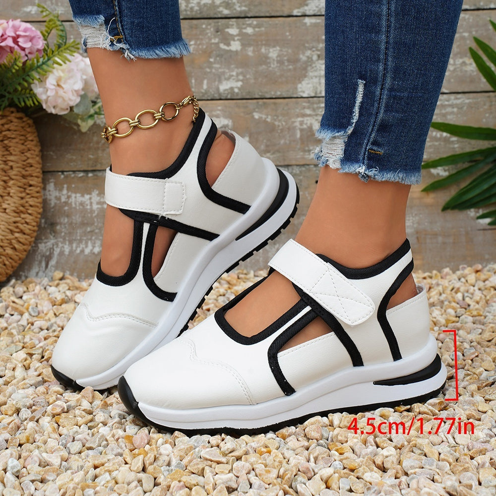 summer new arrival: everyday sporty style, plus size platform sandals with closed toe and open back, chunky sole