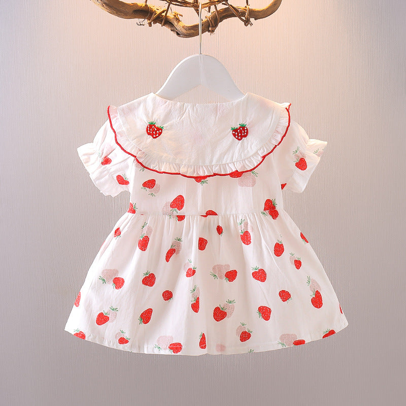 Dropshipping  new strawberry kids' dress - summer short sleeve baby princess dress - in stock for toddlers and young children