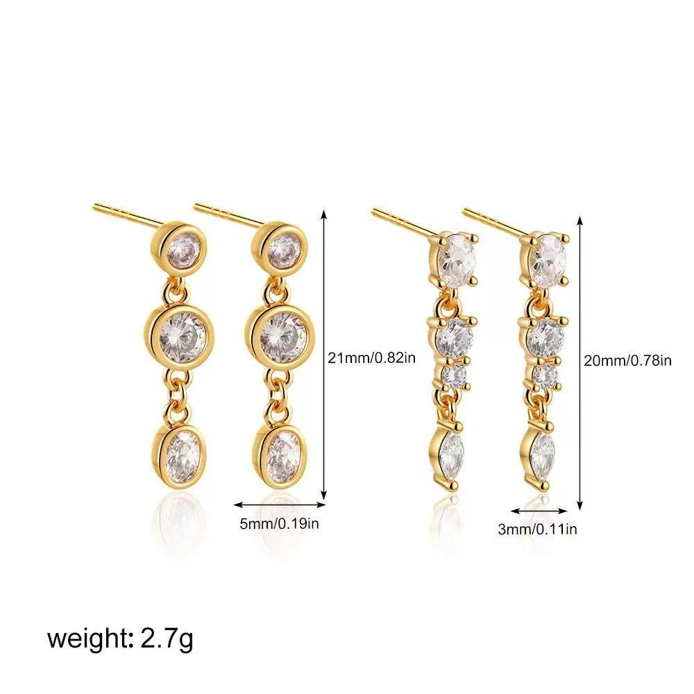 Amazon top list cross-border ins women's earrings 8 pairs earring set imitation 14k gold factory direct sales combination set