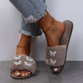 2024 new fuzzy slippers - autumn/winter butterfly slides, wholesale cotton house slippers with rhinestone embellishments, women's plush slippers for outdoor wear
