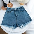Ripped denim shorts for women, new arrival, fashionable and elegant, high-waisted, slimming, versatile, frayed-edge wide-leg pants
