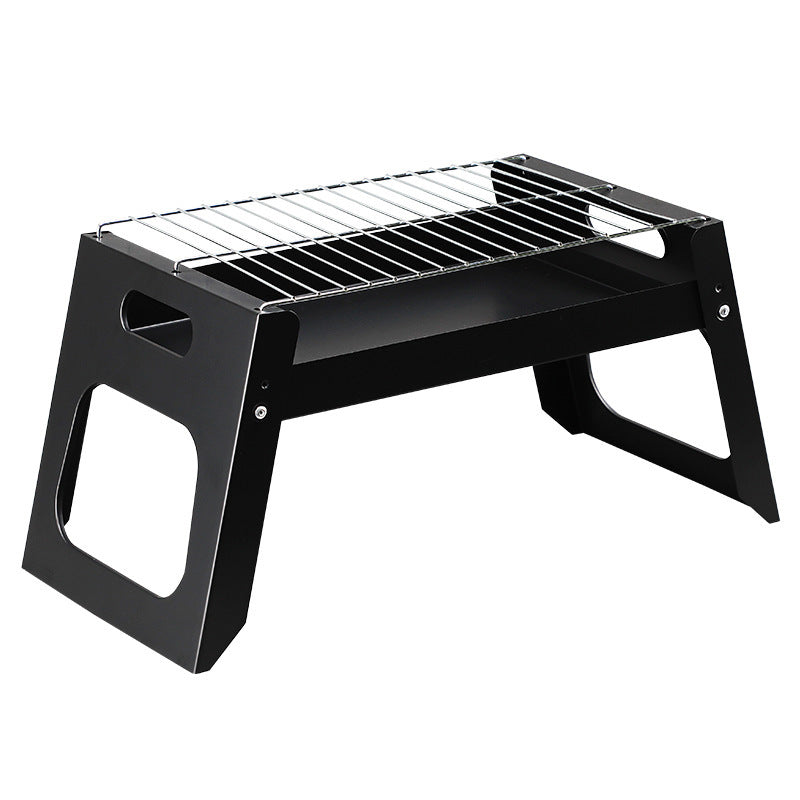 Outdoor bbq grill, portable folding charcoal grill for home use, wood burning bbq pit for outdoor cooking and camping