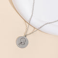 Wholesale couple necklaces: european and american cross-border fashion, minimalist round cartoon pendant, women's trendy and unique jewelry necklaces
