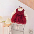 【dropshipping】girls' winter fleece-lined two-piece set,  new stylish children's first birthday baby dress, red