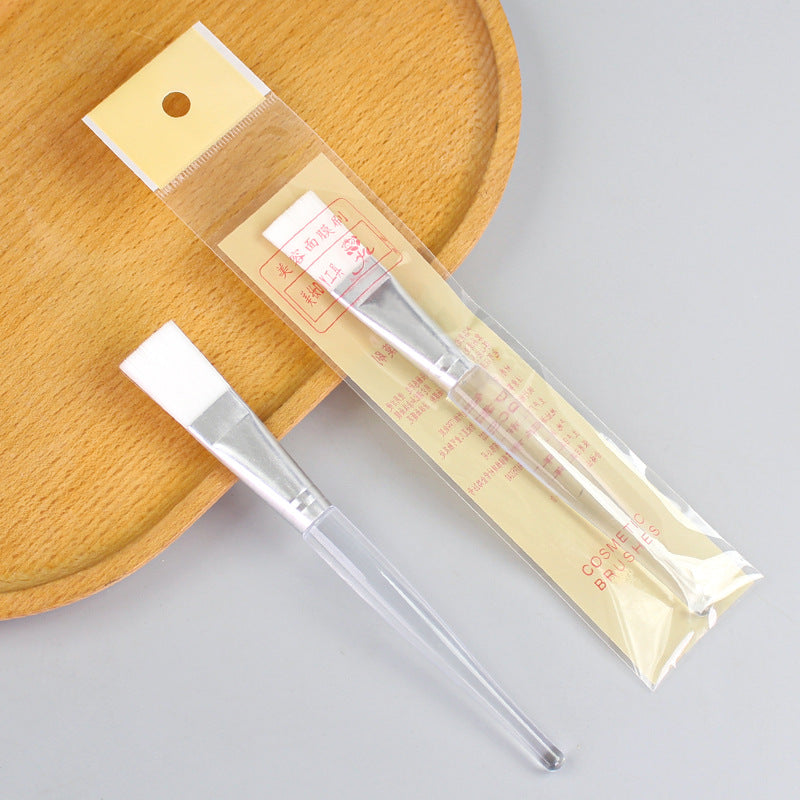 Wholesale facial mask brush - individually wrapped makeup brush - beauty salon spa application brush - white soft bristles - transparent handle brush