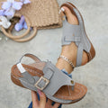 wedge heel stitching open toe beach sandals european size exportplus sizethick sole belt buckle flip-flops for women