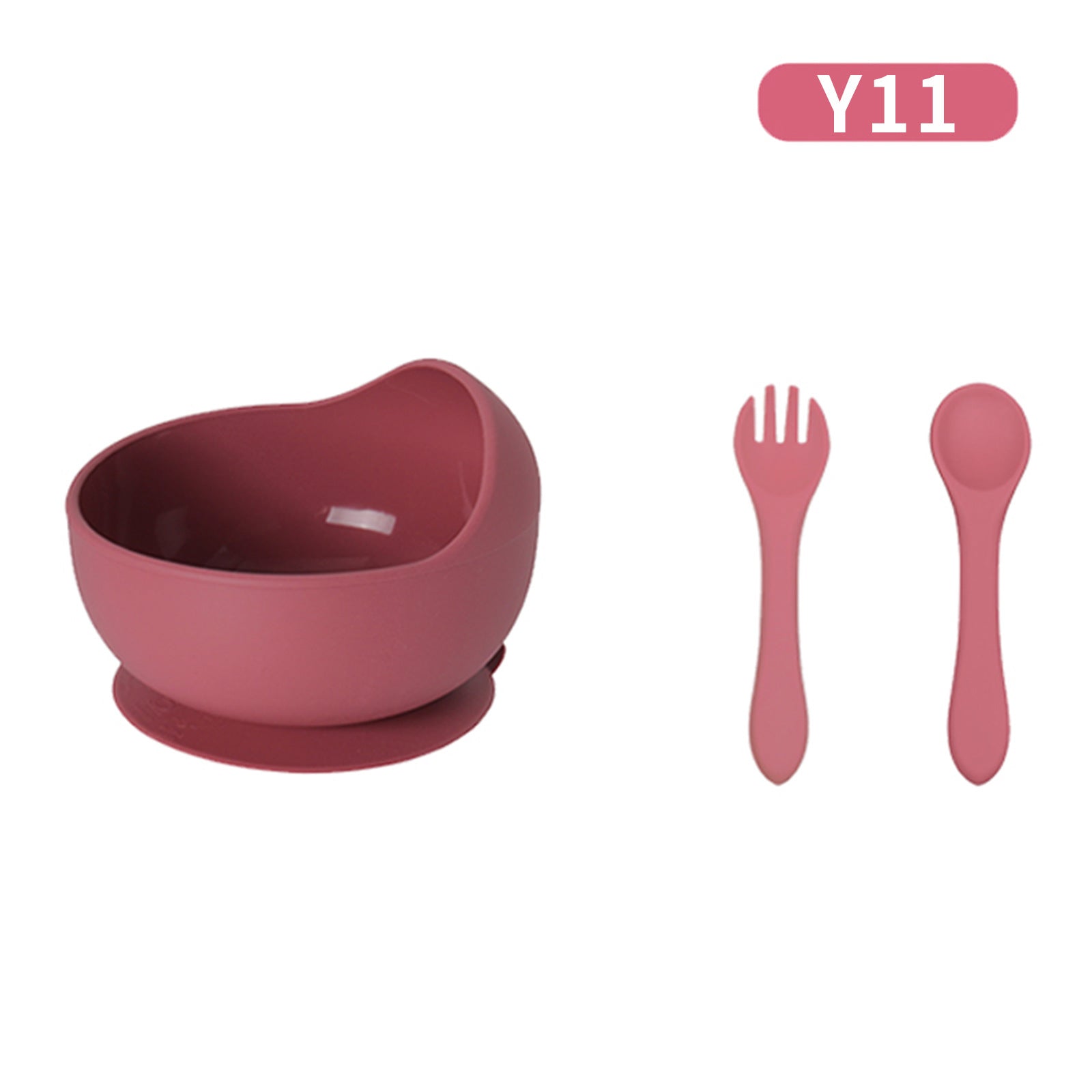 Children's tableware feeding set Baby silicone bowl Fork spoon Baby food supplement bowl Plate Food grade silicone plate