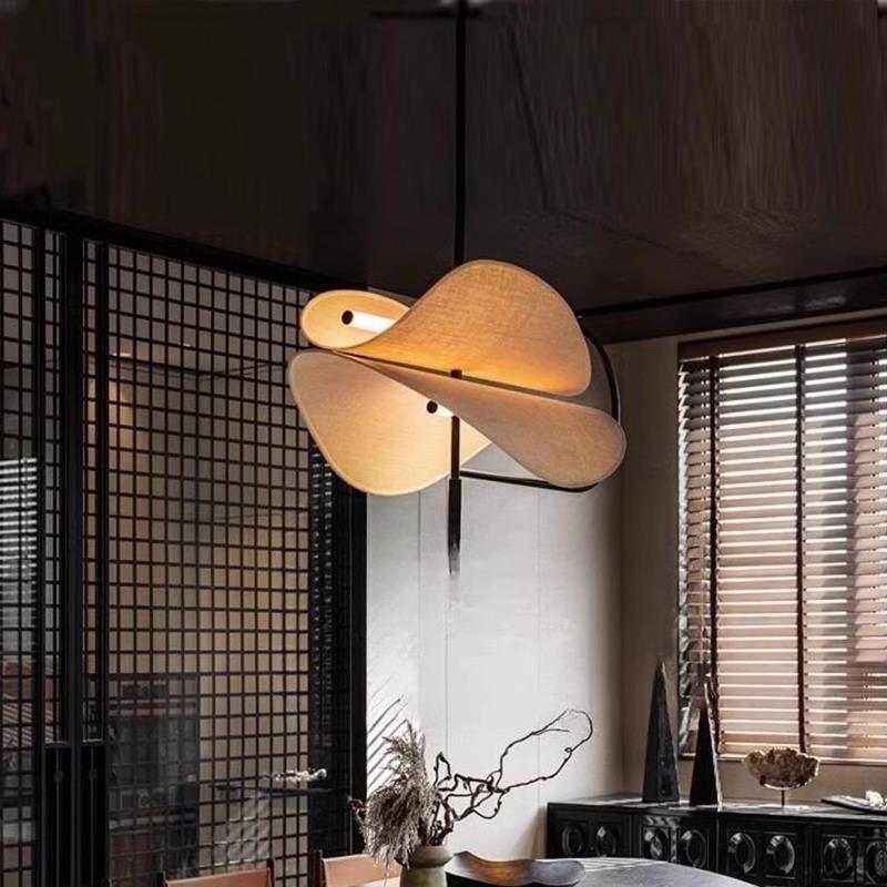 Wabi Stillwind Chandelier Hotel B & B Restaurant Private Room Fabric Chandelier New Chinese Creative Model Room Living Room Art Light
