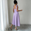 european and american cross-border chic french design vacation purple dress