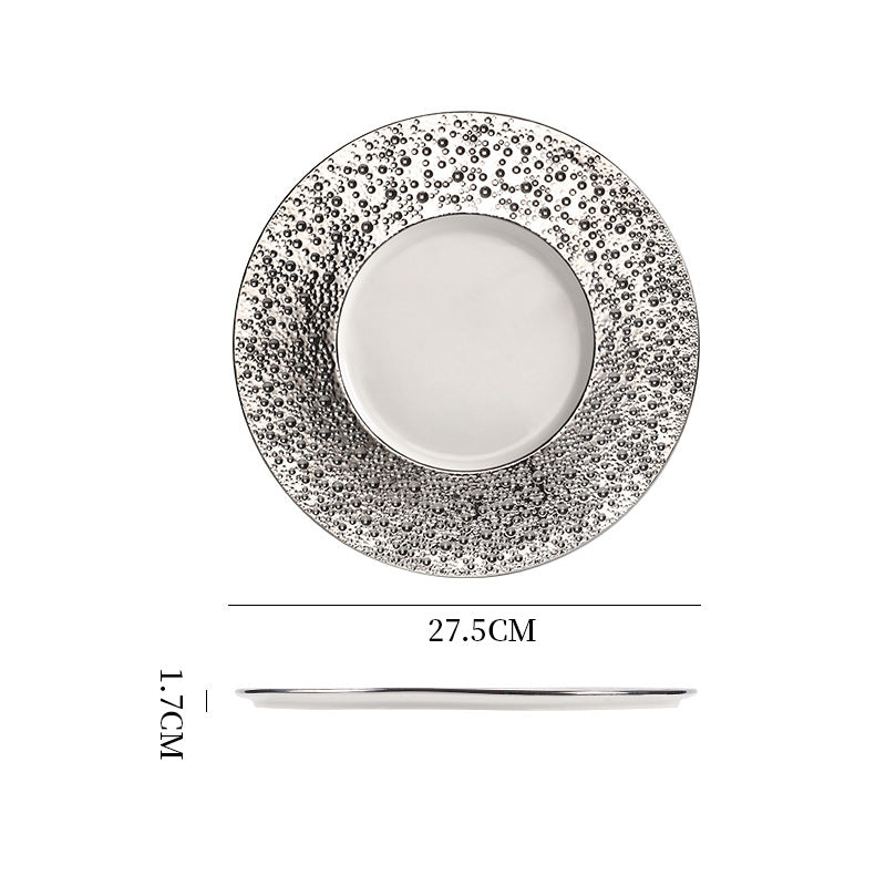 Ceramic western dinner plate - creative mars crater steak plate - instagrammable high-end creative table setting - european style flat plate - dessert presentation