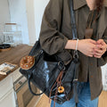 Cute donut charm bag - women's vintage large capacity tote bag - casual shoulder bag - minimalist versatile crossbody bag