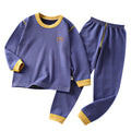 Kids' boneless fleece-lined turtleneck thermal underwear set - new autumn collection for boys and girls - striped, extra thick, warm innerwear set