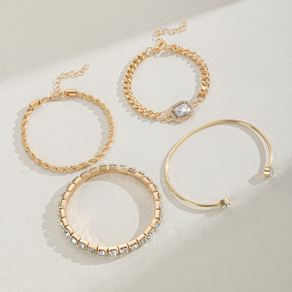 Wholesale alloy bracelets: new european and american cross-border jewelry for women - statement, irregular, versatile, accessible luxury, niche design, diamond-accented bangles