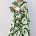 summer new women's clothing: cross-border  fashion - european & american style, trendy & unique printed dress, v-neck maxi dress