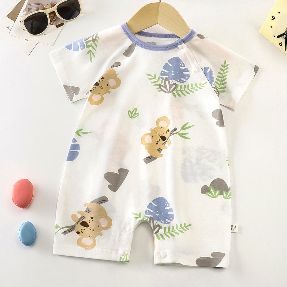 Baby clothes summer thin pure cotton air-conditioning clothes pajamas newborn baby short-sleeved onesie baby outing khaki crawling