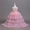 European and american style cross-border formal dresses for special occasions, runway fashion, girls' princess dresses, rainbow gradient mesh train