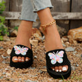 2024 summer women's butterfly & heart thick-soled fashionable versatile thong sandals - wearable outdoors, wedge heel beach slippers