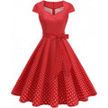 Amazon fashion retro polka dot short sleeve v neckdresssummernew arrivalstrap slimming look skirt