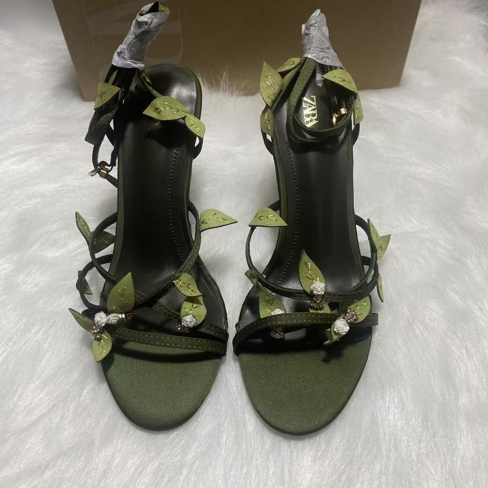 2025 summer new arrivals: fashionable and versatile butterfly-themed sexy stiletto heel sandals with ankle strap for women