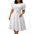 C8654  cross-border fashion:  new women's elegant round neck high-waisted african dress