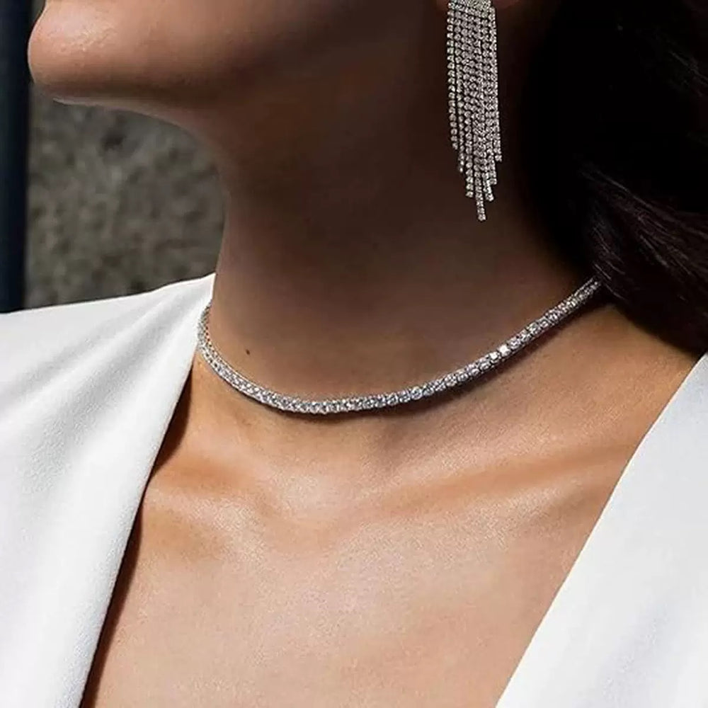 hot-selling fashion necklace, diamond-studded sparkling minimalist collarbone chain, full-diamond elegant high-end necklace for women