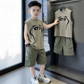 Boys'  summer new sleeveless tank top and shorts casual two-piece set - lightweight style for mid-to-large children