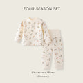 Baby clothes soft fleece cotton spring/autumn style high-waisted belly protection pajamas autumn/winter base layer warm clothes two-piece set