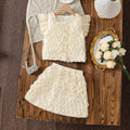 summer cross-border e-commerce 3d mesh wave patchwork top + skirt two-piece set girls' outfit