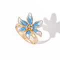 Fashion cross-border ins oil drop flower ring fashioneasiest for matchniche stylesense of design pearlescent opening adjustable hand jewelry