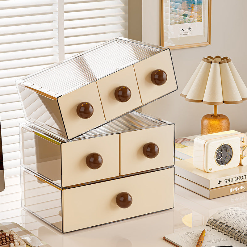 Desktop Stationery Storage Box Handmade Ledger Drawer Shelf Desk Station Organizing Box Dust-proof Storage Box