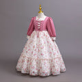 Ready-to-ship new chiffon dress long sleeve floral print princess dress girls' piano performance dress flower girl dress