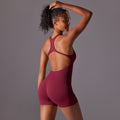 New arrivalfashion tight pure colorall-in-one jumpsuit aerial back yoga wear seamless breathable one-piece yoga wear