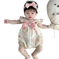 Infant summer onesie sweet floral suspender bodysuit stylish new romper korean style baby girl outing outfit
