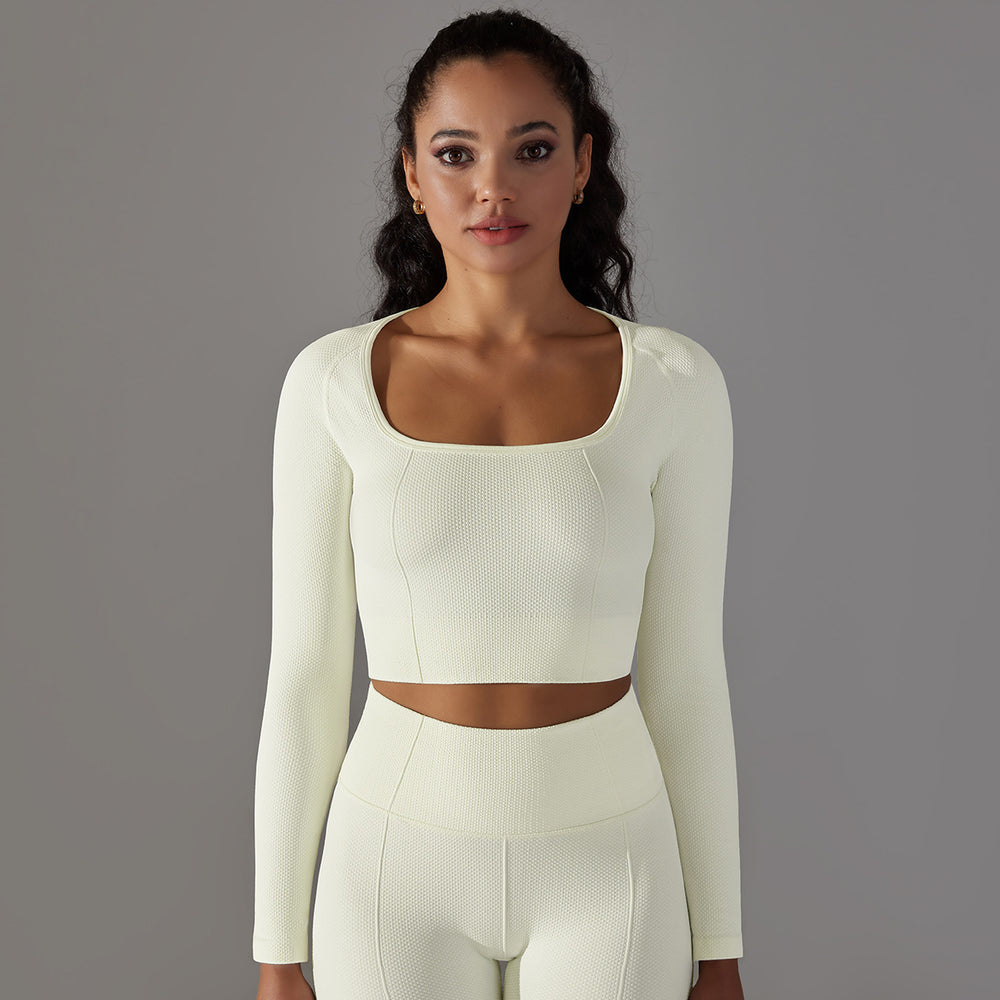European and american seamless knitted golf dot jacquard high-waisted butt-lifting tight yoga pants running fitness outfit set for women
