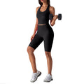 Naked feeling high-intensity sports bra women's no embarrassment line elastic tummy tight half length pants fitness yoga suitsuit