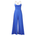 D3281  summer fashion sexy chain halter high waist sexy backless wide leg pleated jumpsuit