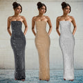 C7187 cross-border   fashion women's dress - sparkling rhinestone sexy backless slit party dress - new arrival