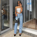 European and american style straight-legjeans  export women's summer street casualhigh waist bronzing casualpants