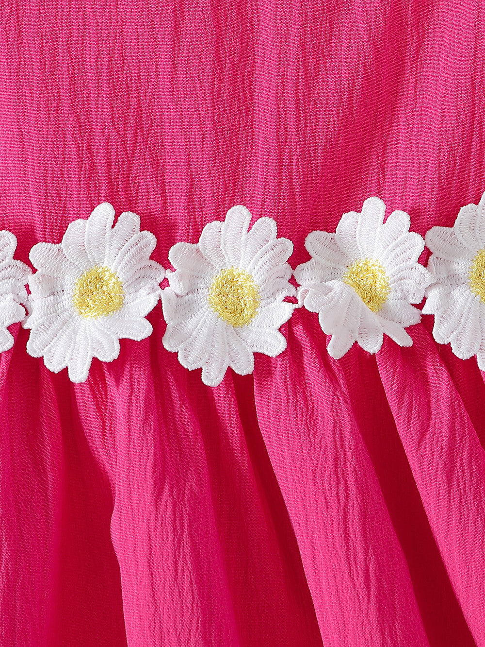 Exportsummergirldress pink square neck puff sleeves daisy belt waist a-line kids sweet skirt