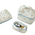 Cute and fresh bowknot makeup bag - large capacity student dorm storage pouch & pencil case set