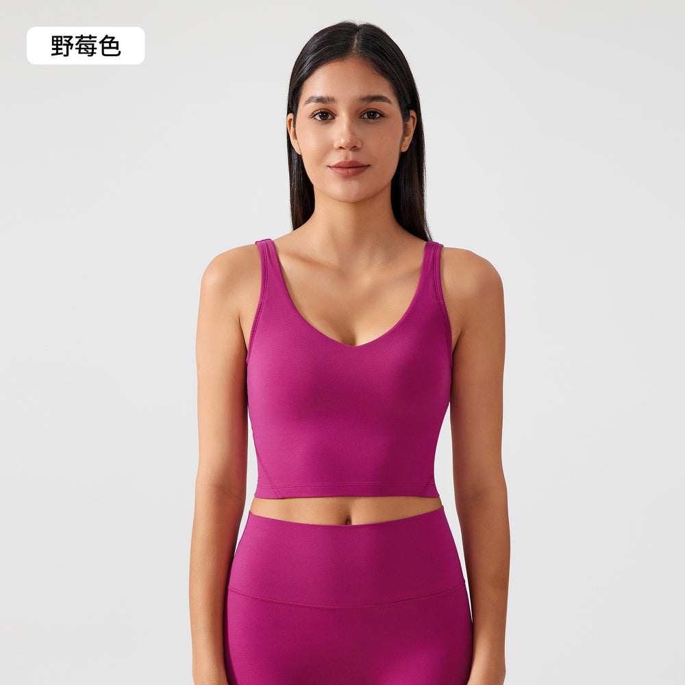 Fixed breast pad vest style sports bra naked shaping yoga intimatesu-shaped back fitness topsag001